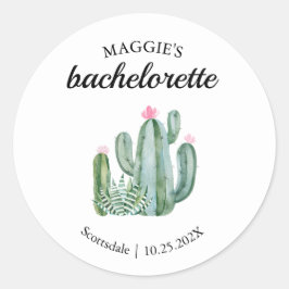 Cactus Succulent Desert Bachelorette Favor Ronde Sticker