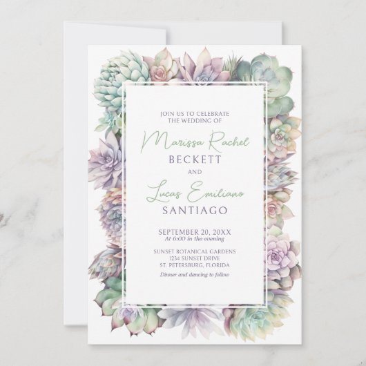 Cactus Succulent Desert Wedding Kaart (Voorkant)
