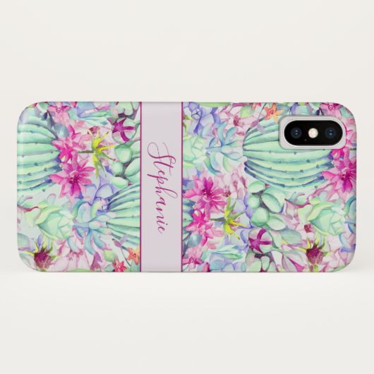 Cactus Succulent Floral Foliage gepersonaliseerd Case-Mate iPhone Case (Achterkant (horizontaal))