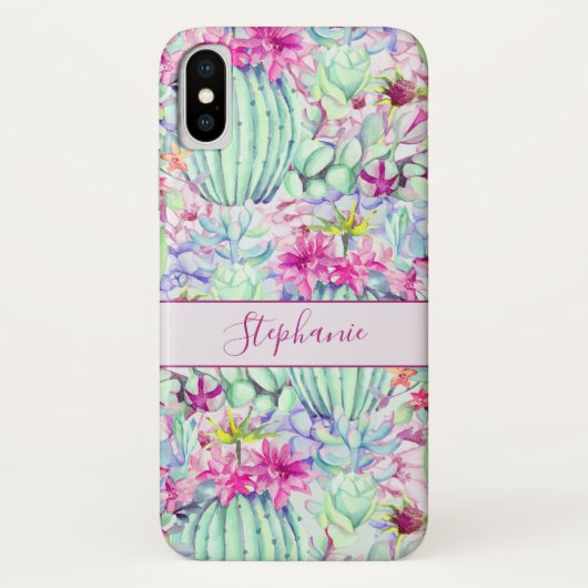Cactus Succulent Floral Foliage gepersonaliseerd Case-Mate iPhone Case (Achterkant)