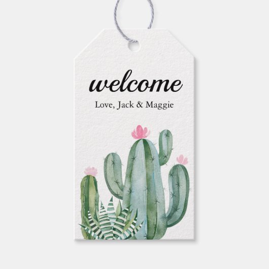 Cactus Succulent Flower Wedding Welcome Bag Favor Cadeaulabel (Voorkant)