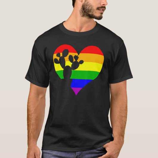 Cactus Succulent Gay Pride Lgbt Day Rainbow Plant T-shirt (Voorkant)