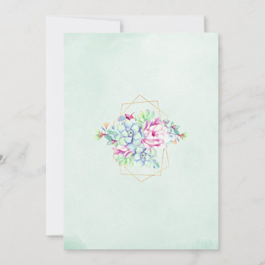 Cactus Succulent Geometrische Botanische Bruiloft Kaart (Achterkant)