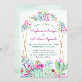 Cactus Succulent Geometrische Botanische Bruiloft Kaart