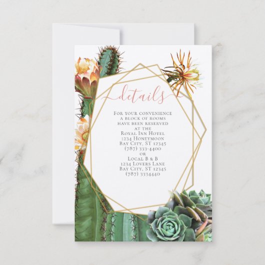 Cactus Succulent Greenery Wedding Enclosure Kaart (Voorkant)