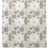 Cactus Succulent grijs groen licht Blush Floral Douchegordijn (Voorkant)
