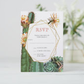 Cactus Succulent Groene Huwelijks RSVP Kaart (Staand voorkant)