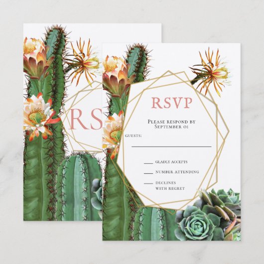 Cactus Succulent Groene Planten Huwelijks RSVP Kaart (Voorkant / Achterkant)