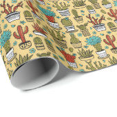 Cactus Succulent: Hand getrokken schets Cadeaupapier (Rol Hoek)