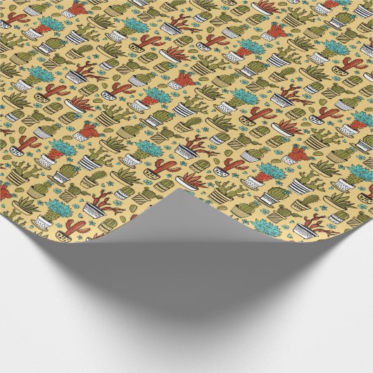 Cactus Succulent: Hand getrokken schets Cadeaupapier (Hoek)