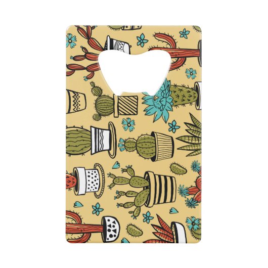 Cactus Succulent: Hand getrokken schets Creditkaart Flessenopener (Voorkant)