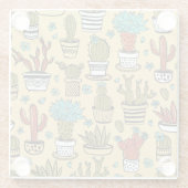 Cactus Succulent: Hand getrokken schets Glazen Onderzetter (Achterkant)