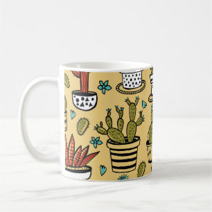 Cactus Succulent: Hand getrokken schets Koffiemok