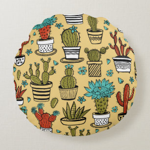 Cactus Succulent: Hand getrokken schets Rond Kussen