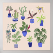 Cactus Succulent Houseplant Pink Poster (Voorkant)