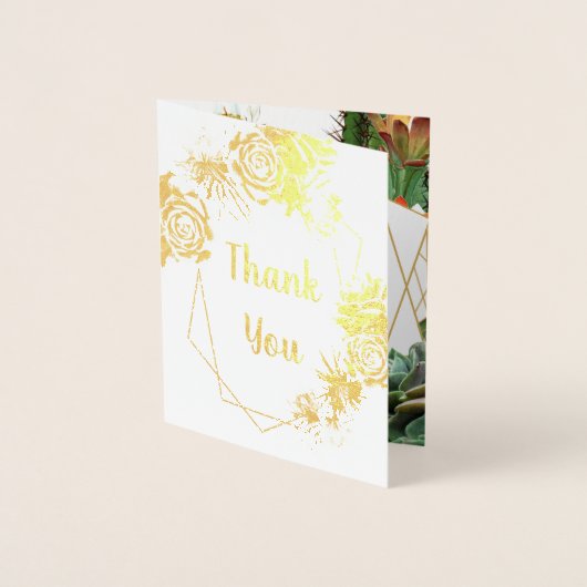 Cactus Succulent Koraal Groen Echt Gouden folie Folie Kaarten (Voorkant)