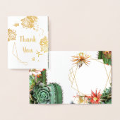 Cactus Succulent Koraal Groen Echt Gouden folie Folie Kaarten (Display)