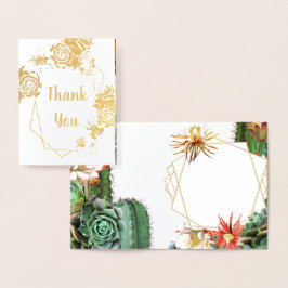 Cactus Succulent Koraal Groen Echt Gouden folie Kaarten