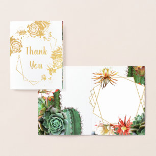 Cactus Succulent Koraal Groen Echt Gouden folie Kaarten
