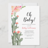 Cactus Succulent meisje baby shower uitnodiging (Voorkant)