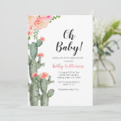 Cactus Succulent meisje baby shower uitnodiging (Staand voorkant)