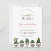Cactus & Succulent Modern Geometric Birthday Party Kaart (Voorkant)