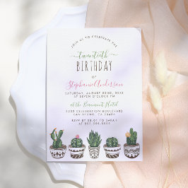 Cactus & Succulent Modern Geometric Birthday Party Kaart