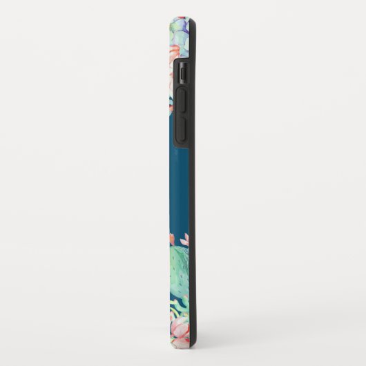 Cactus Succulent Monogram Ocean Blue Monogram Case-Mate iPhone Case (Achterkant/links)