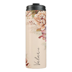 Cactus Succulent Monogram Thermal Tumbler Thermosbeker