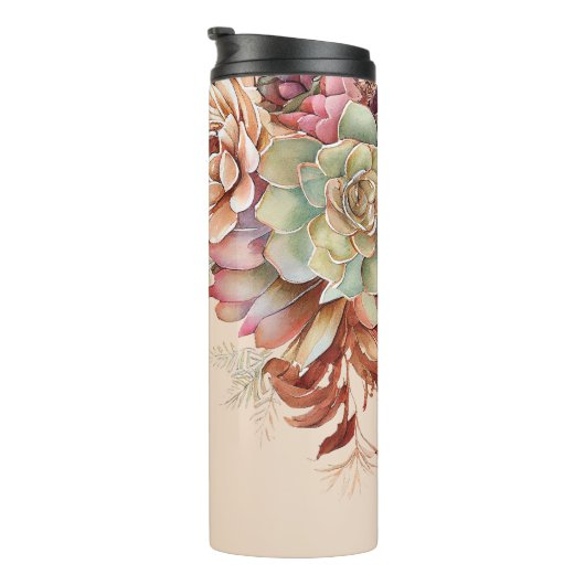 Cactus Succulent Monogram Thermal Tumbler Thermosbeker (Geroteerd rechts)