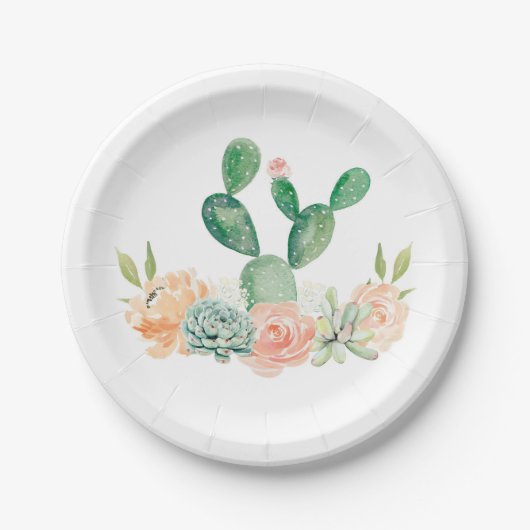Cactus Succulent Papier Bord Baby shower of Bruids (Voorkant)