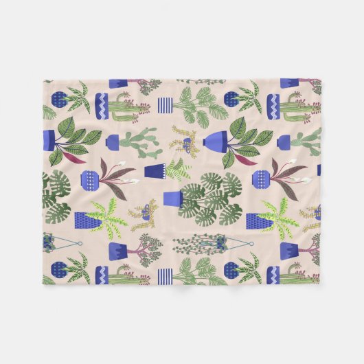 Cactus Succulent Patroon Fleece Deken (Voorkant (Horizontaal))