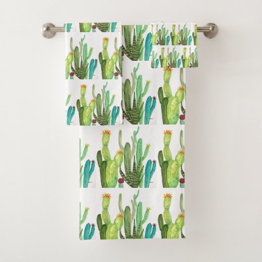 Cactus succulent Patroon waterverf Tuinschild Bad Handdoek (Insitu)