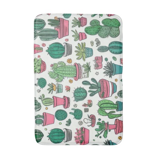 Cactus Succulent Pattern Badmat (Voorkant Verticaal)
