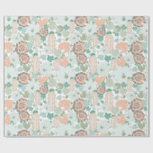 Cactus Succulent Pattern Coral Green Cadeaupapier (Vlak)
