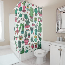 Cactus Succulent Pattern Douchegordijn