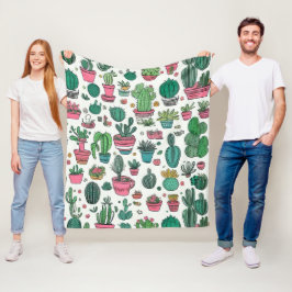 Cactus Succulent Pattern Fleece Deken