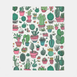 Cactus Succulent Pattern Fleece Deken