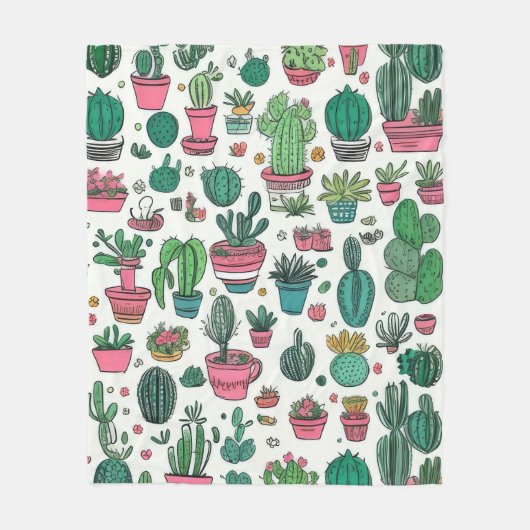 Cactus Succulent Pattern Fleece Deken (Voorkant)