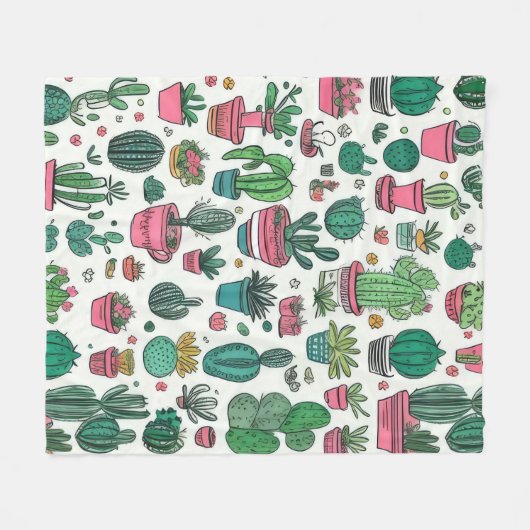 Cactus Succulent Pattern Fleece Deken (Voorkant (Horizontaal))
