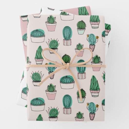 Cactus Succulent Pattern Inpakpapier Vel (In situ)