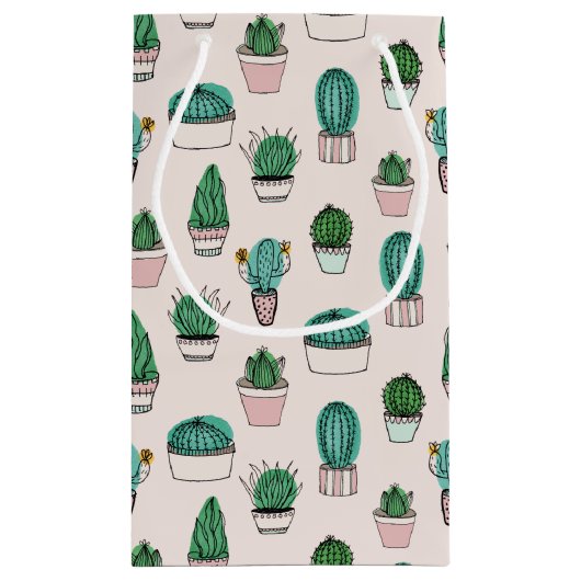 Cactus Succulent Pattern Klein Cadeauzakje (Achterkant)