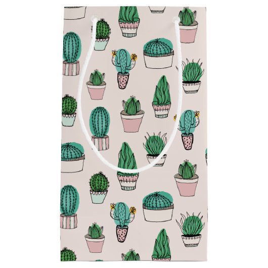 Cactus Succulent Pattern Klein Cadeauzakje (Voorkant)