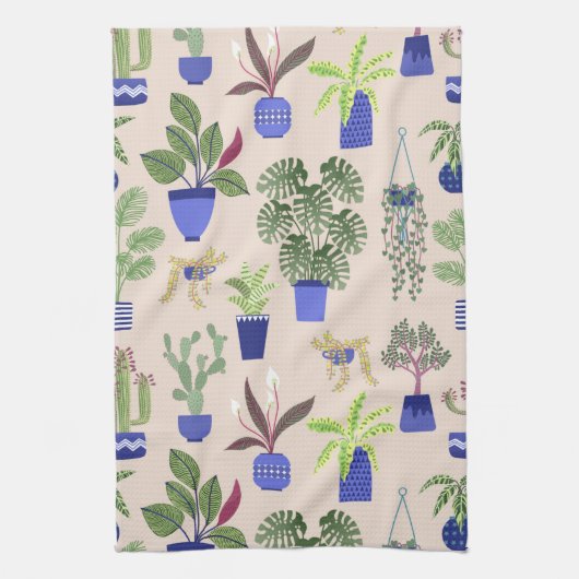 Cactus Succulent Pattern Theedoek (Verticaal)