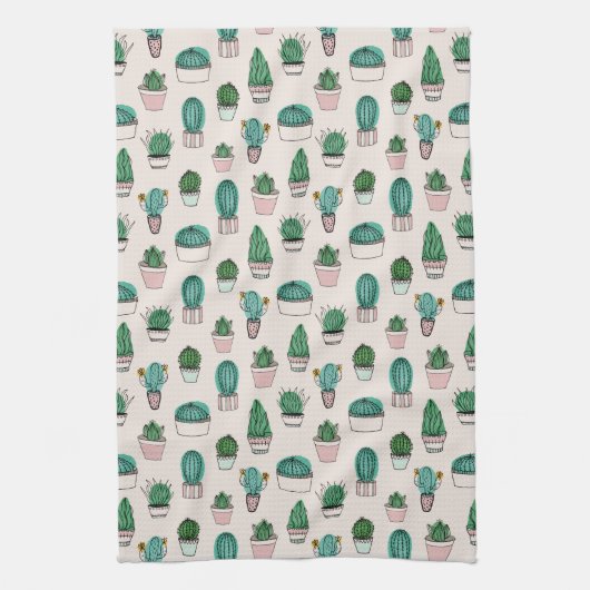 Cactus Succulent Pattern Theedoek (Verticaal)