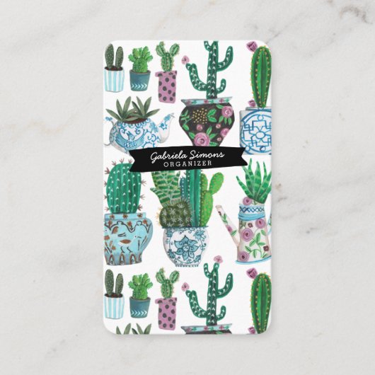 Cactus Succulent Pattern | VISITEKAARTJES (Voorkant)