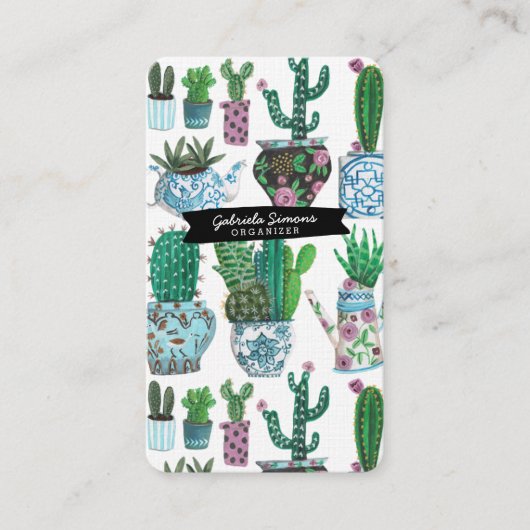 Cactus Succulent Pattern | VISITEKAARTJES (Voorkant)