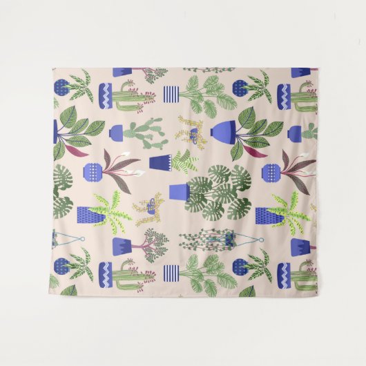 Cactus Succulent Pattern Wandkleed (Voorkant (horizontaal))