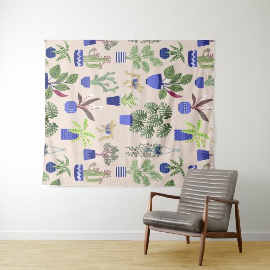 Cactus Succulent Pattern Wandkleed (In Situ (horizontaal))