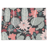 Cactus Succulent Pink Green Brown Pattern Groot Cadeauzakje (Voorkant)